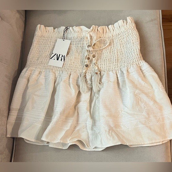NWT Zara Linen Blend Embroidered Skirt - Picture 3 of 6